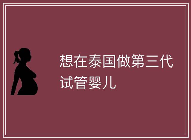 想在泰國(guó)做第三代試管嬰兒