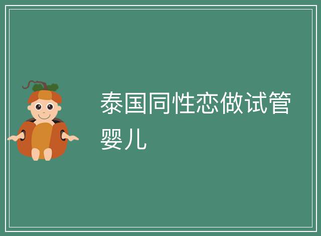 泰國同性戀做試管嬰兒